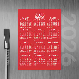 Volljähriger Kalender mit roter Magnetkarte Magneteinladung