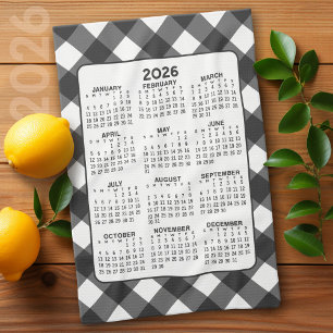 Volljähriger Kalender - Schwarz-weißer Bauernhof K Geschirrtuch