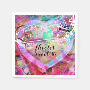Vollkommen 80er Jahre Helles Fun Heart Party Custo Serviette