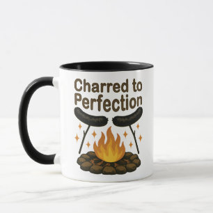 Vollkommen verkohlt Lustiger Hot Dog am Lagerfeuer Tasse