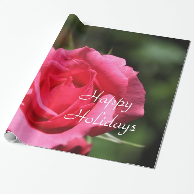 vollkommenes, schönes Foto mit heißen rosa Rose Geschenkpapier (Ungerollt)