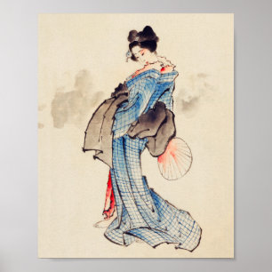 Volllanges Portrait von Katsushika Hokusai Poster