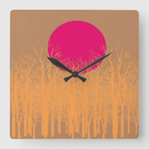 Vollmond #5 quadratische wanduhr