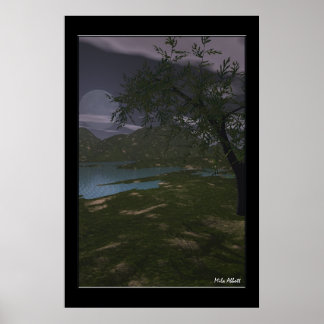 Vollmond am Fluss Poster
