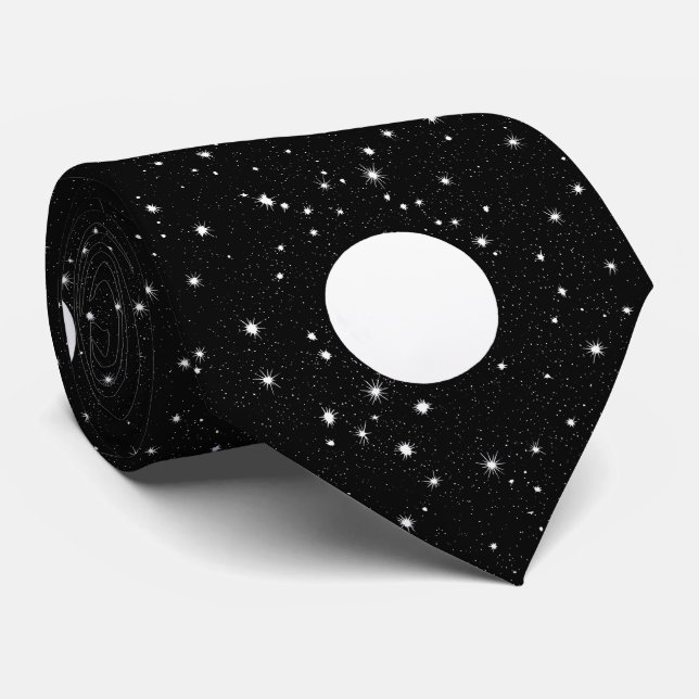 Vollmond auf einem schwarzen Sternenhimmel Krawatte (Gerollt)