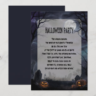 Vollmond auf einer Friedhofs Halloween-Party Einladung