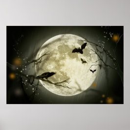 Vollmond auf Halloween-Poster Poster