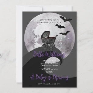 Vollmond Baby Carriage Bat Hexy Baby Dusche Einladung