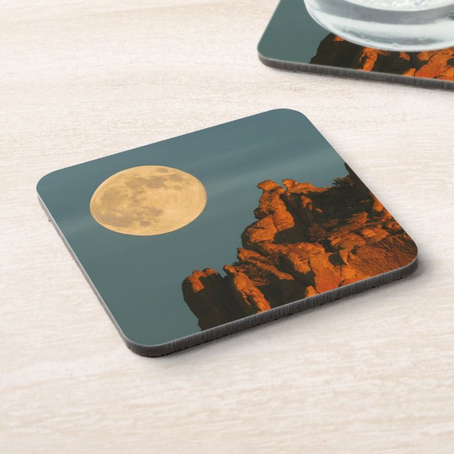 Vollmond | Basalt Cliffs Smith Rock Staat Park Getränkeuntersetzer (Linke Seite)