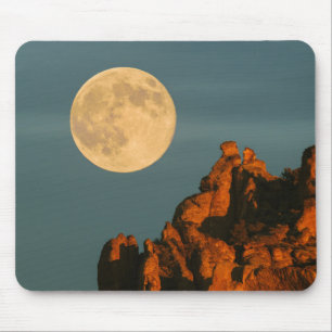 Vollmond   Basalt Cliffs Smith Rock Staat Park Mousepad