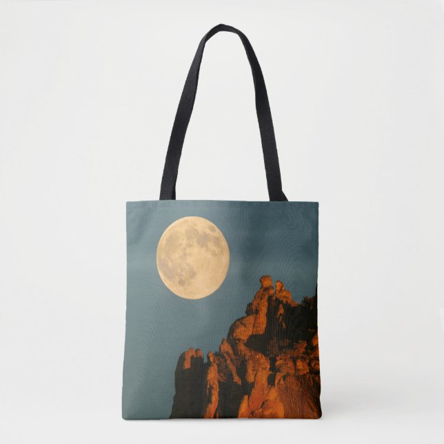 Vollmond | Basalt Cliffs Smith Rock Staat Park Tasche (Vorderseite)