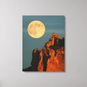 Vollmond   Basaltklippen Smith Rock State Park Leinwanddruck