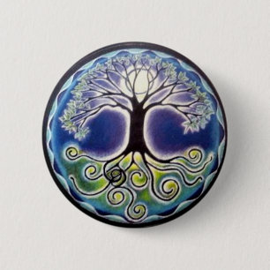Vollmond-Baum des Leben-Knopfes Button