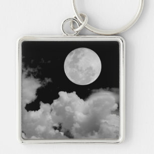 VOLLMOND BEWÖLKT SCHWARZWEISS SCHLÜSSELANHÄNGER