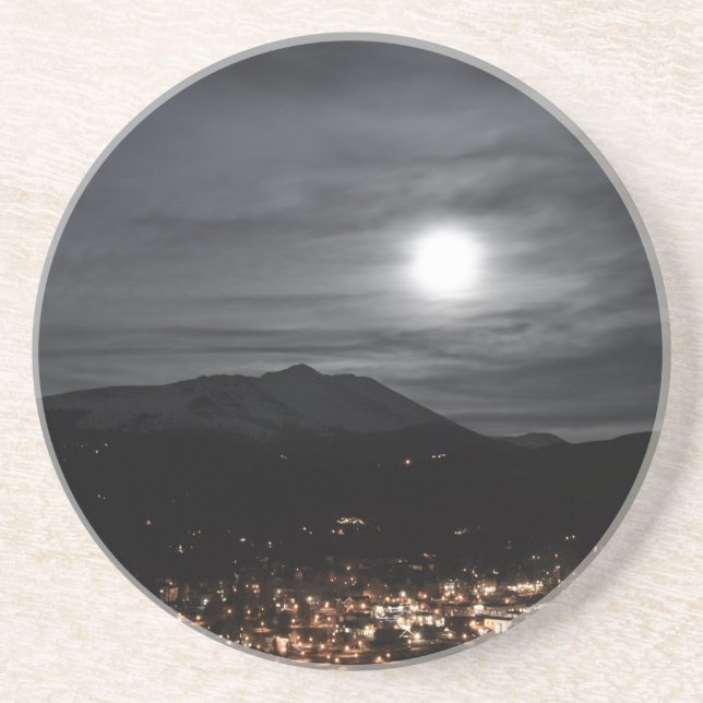 Vollmond Breckenridges Sandstein Untersetzer (Vorne)