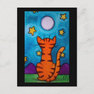 Vollmond Cat Watch Postkarte