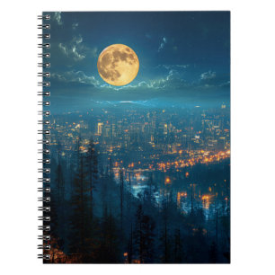 Vollmond, City at Night Notebook Notizblock