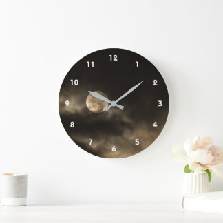 Vollmond dunkler bewölkter Himmel Große Wanduhr