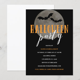 Vollmond  Einladung von Halloween-Partys
