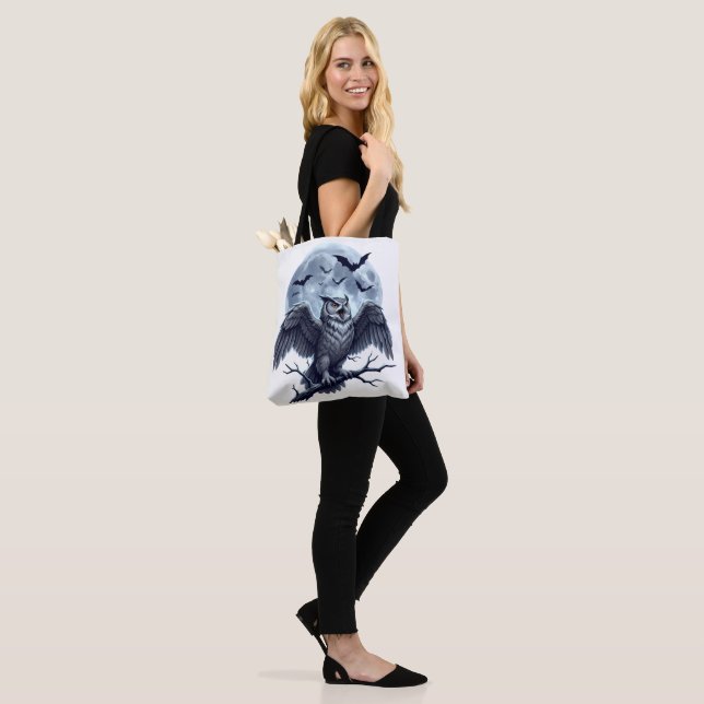 Vollmond-Eule und Fledermäuse Tasche (Am Model)