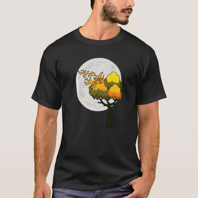 Vollmond-Flock Vogelbaum Outdoor Wildlife Nat T-Shirt (Vorderseite)