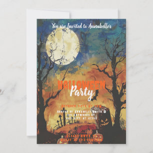 Vollmond-Friedhof-Halloween-Party Einladung