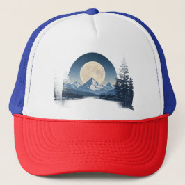 Vollmond-Gebirgslandschaft-Sweatshirt Truckerkappe