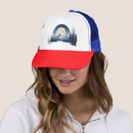Vollmond-Gebirgslandschaft-Sweatshirt Truckerkappe