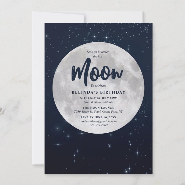 Vollmond Geburtstag Einladung (Vorderseite)
