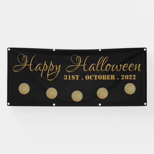 Vollmond, glückliches Halloween-Banner Banner (Horizontal)