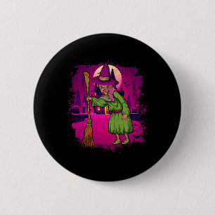Vollmond Grusel Halloween Kostüm Gruseliger Besens Button