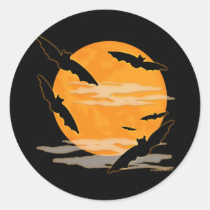Vollmond Halloween-Fledermäuse Runder Aufkleber