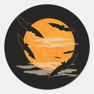 Vollmond Halloween-Fledermäuse Runder Aufkleber