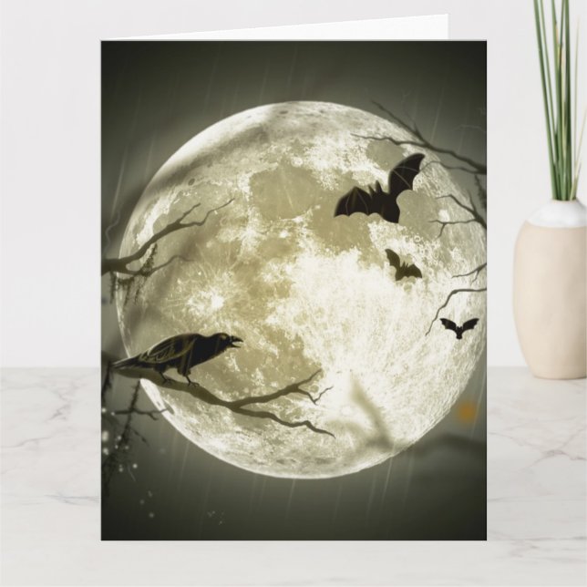 Vollmond Halloween Karte (Vorderseite)