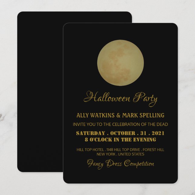 Vollmond, Halloween-Party-Einladung Einladung (Vorne/Hinten)