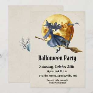 Vollmond-Hexe-Halloween-Party Einladung