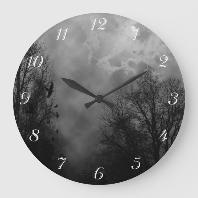Vollmond-Himmel radelt mit Nummern an der Wand Große Wanduhr (Vorderseite)