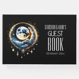 Vollmond Himmelsschwarz Gold Blau Luna Chic Gästebuch