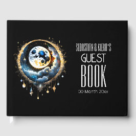 Vollmond Himmelsschwarz Gold Blau Luna Chic Gästebuch