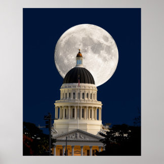 Vollmond hinter dem Kapitol Postkarte Poster