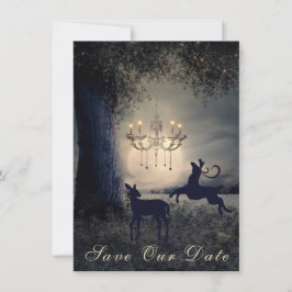 Vollmond, Hirsch, Landschaftlicher See Hochzeit Save The Date