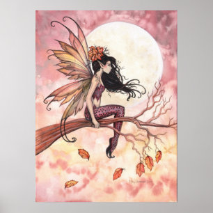 Vollmond im Herbst Fee Poster