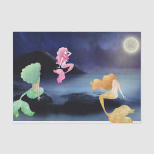 Vollmond in der Lagune von Mermaid Seidenpapier