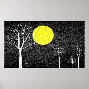 Vollmond in der Nacht Abstrakte Malerei Poster