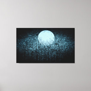 Vollmond in der Winternacht Schwarz-Weiß-Kunst 3 Leinwanddruck