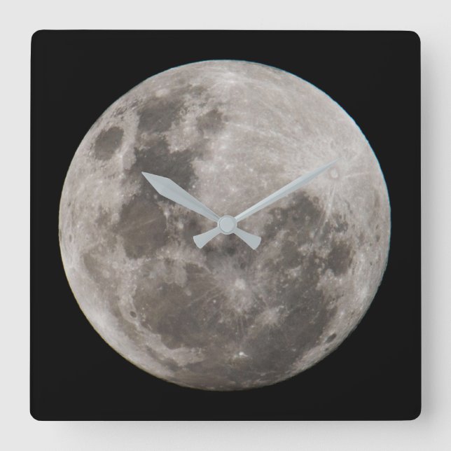 Vollmond | Johannesburg Südafrika Quadratische Wanduhr (Vorderseite)