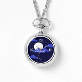 Vollmond lächeln mit Wolken Armbanduhr