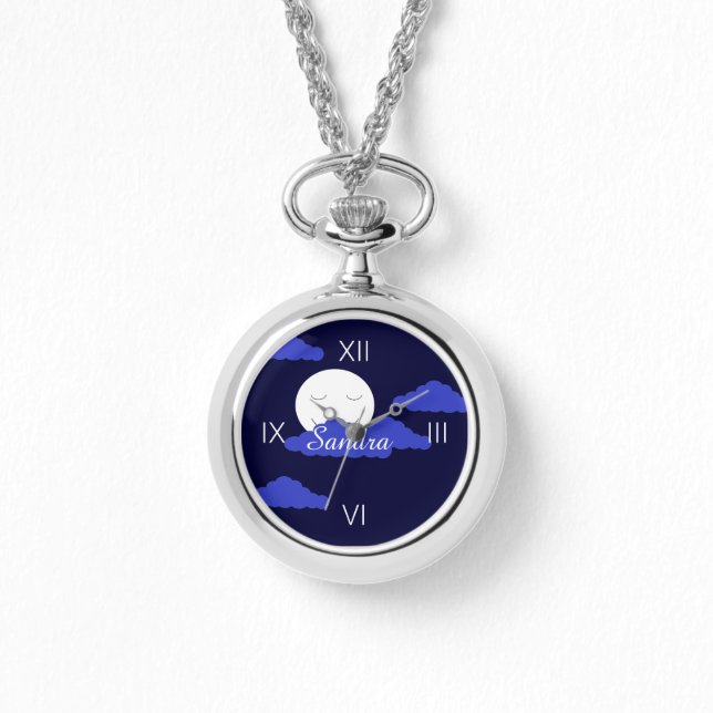 Vollmond lächeln mit Wolken Armbanduhr (Vorderseite)