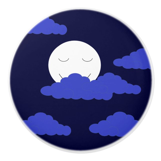 Vollmond lächeln mit Wolken: Keramikknauf (Vorderseite)