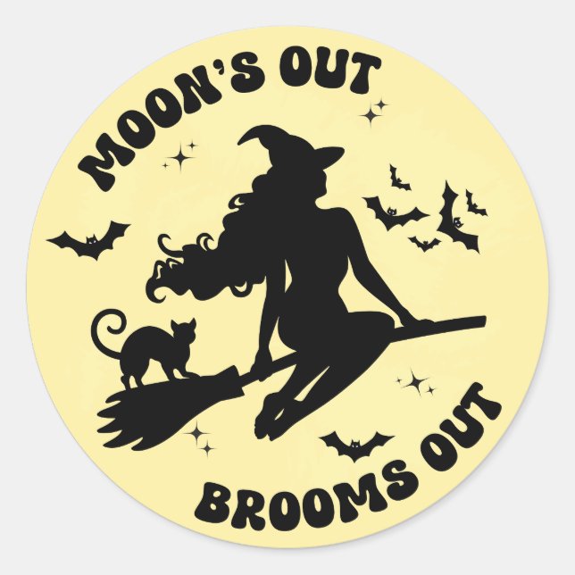 Vollmond lustige Halloween-Brüche mit witziger Sti Runder Aufkleber (Vorderseite)